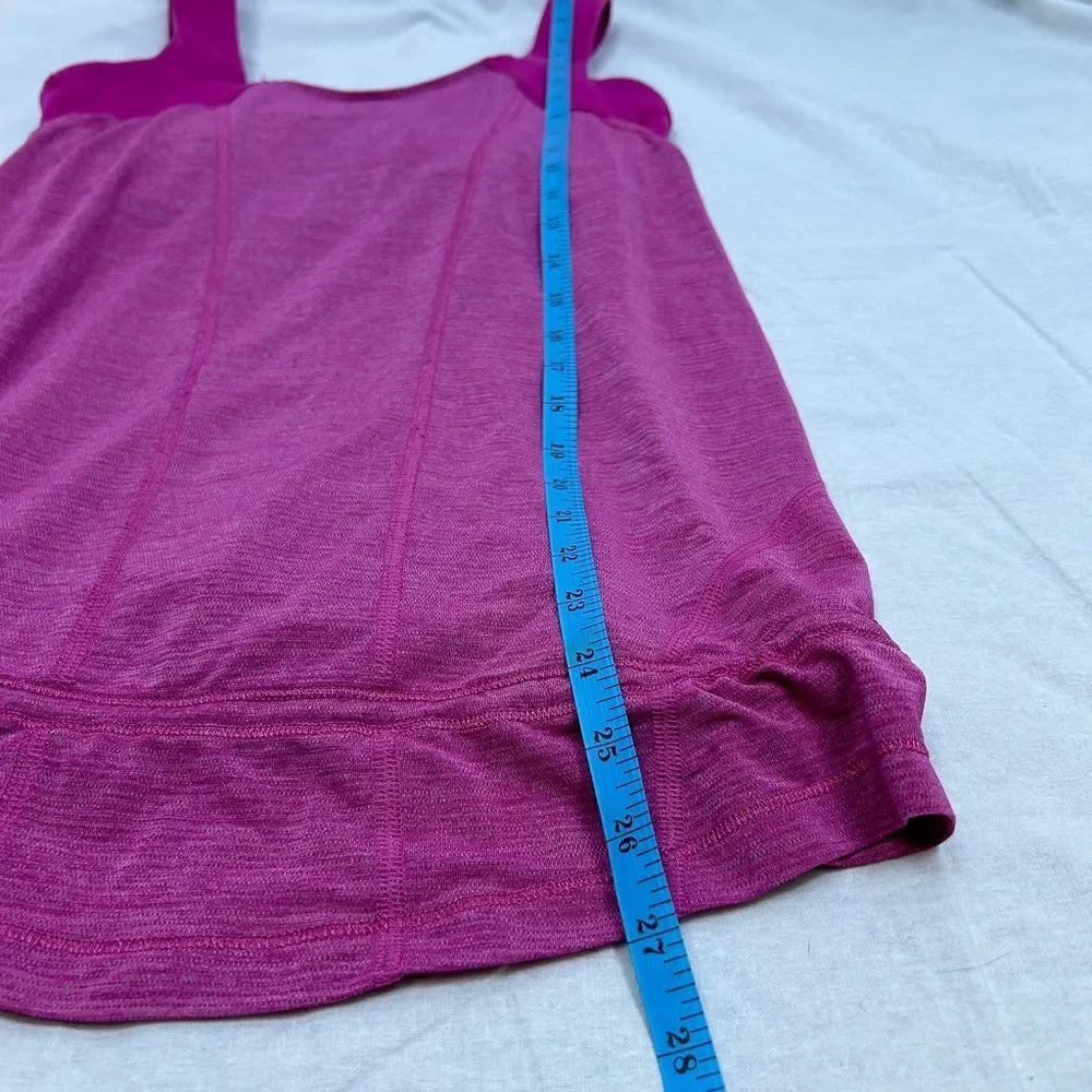 Lululemon Run For Your Life pink Tank w/ Built in bra, heathered raspberry SZ 6